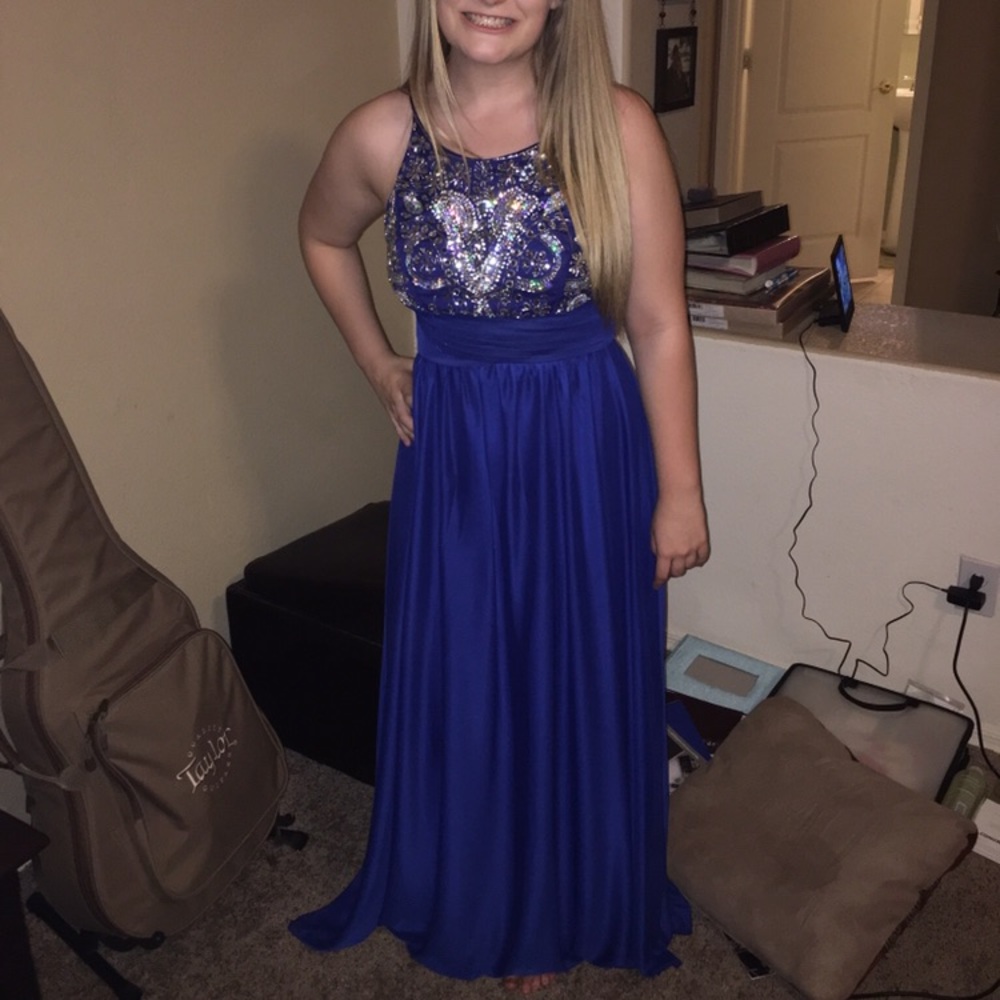 Royal Blue Bedazzled Prom Dress